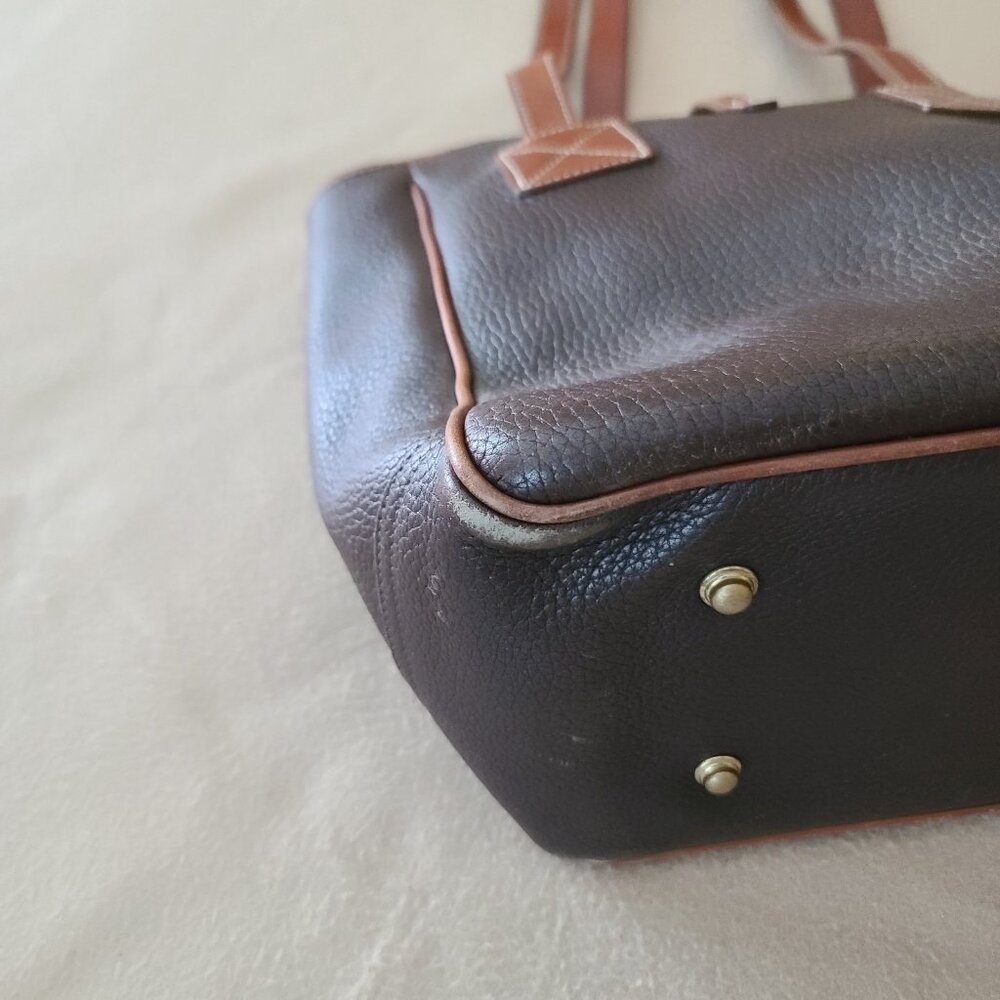 Vintage Dooney & Bourke AWL Leather Tote Brown w Buckle Closure Made In USA - Picture 12 of 16